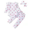 Clothing Sets 3Pcs Baby Girl Outfit Set Newborn Toddler Kids Clothing Set Baby Girls Lace Ruffles Cotton Bodysuit +Pants+Headband Clothing