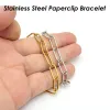 Bracelets 10 Pieces Paper Clip Bracelet for Men or Women Tarnish Free PaperClip Chain Gold Color Paperclip Bracelet Stainless Steel