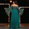 Vêtements ethniques Plus Taille Hors Épaule Cape Manches Paillettes Lâche Brillant Longue Robe De Soirée Grande Mousseline De Soie Élégante 4XL Dreeses Prom