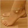 Anklets Layered Initial Ankle Bracelets Name Anklet With Initials Cuban Letter Chain Cute Mariner Link Foot Jewelry Drop Delivery Otzmr