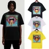 Chaopai Palm Angel Painted Big Mouth Printed Short Sleeve T-shirt för män och kvinnor par High Street Half