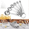 Table Mats Stainless Steel Measuring Spoons Set Kitchen Spoon Baking Supplies With Metal Ring Hanger For And Cooking