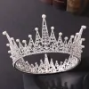 Kettingen Queen Princess Ronde Crown Crystal Pearl Big Diadeem Bruiloft Haaraccessoires Sier Color Gold Tiara Women Bridal Jewelry