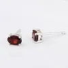 Earrings GEM'S BALLET Genuine 925 Sterling Silver Earrings Natural Oval Garnet Stud Earrings Simple Gemstone Fine Jewelry For Women Gift