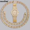 Bracelets Hip Hop Men Bracelet de chaîne de liaison cubaine avec des montres bracelets Bling Iced Out Strave