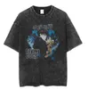T-shirt homme Vintage Wash T-shirt homme impression numérique motif anime T-shirt haute qualité femmes Harajuku T-shirt coton vêtements de rue