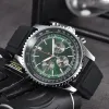 Наручные часы Breitl для мужчин 2024 Мужские часы Шесть игл Все циферблаты работают Кварцевые часы Высокое качество Лучшие роскошные брендовые часы Хронограф Модный резиновый ремешок NAVITIMER