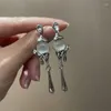 Dingle örhängen koreansk kristallvattendropp för kvinnor flickor mode geomtric rund fjäril lång tofs hängande bankett smycken