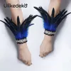 Punk Gothic Gloves Feather Wrist Cuff with Fake Collar Victorian Accessories Rave Party Carnival Stage Show Showgirl Arm Warmer 240219