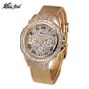 Miss Round Gold Copper Band Fashion Diamond Set Zircon Women's Watch