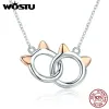 Necklaces WOSTU Hot Sale Real 925 Sterling Silver Pet Cat Link Pendant Necklace For Women 2019 New Brand Jewelry Gift CQN252