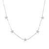 Halsband 2023 Glänsande Simple 925 Sterling Silver Stars Link Chain Gold/Silver Color Chock smycken för kvinnor Bröllopspresent