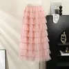 Skirts SURMIITRO Women Maxi Tiered Tutu Tulle Skirt Ankle Length Fashionable Sequin A Line High Waist Long Mesh Female Pink