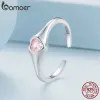 Rings bamoer 925 sterling zilver stapelbare roze hart openingsringhoek vleugels verstelbare ring fijne sieraden voor vrouwen feest