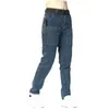 Męskie dżinsowe spodnie dżinsowe spodnie retro średnia talia z wieloma kieszeniami zamykanie guzików zamka o proste dopasowanie kostki