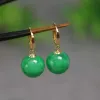 Boucles d'oreilles en perles de Jade naturelle, 10mm, crochet 18k, bijoux d'eau douce, crochet de pâques, fête, clou d'oreille porte-bonheur, nouvel an