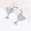 Stud Earrings 2 Colors Cubic Zirconia Exquisite Wine Glass Women Fashion Cute For Girls Simple Elegant Woman