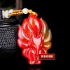 Hängen Fashion Color Seventailed Fox Jade Pendant Necklace Jewellery Chinese Handcarved Women Man Luck Presents Amulet Free Rope