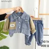 Ensembles de vêtements 0-6 ans garçons automne ensemble pour enfants nouveau denim coloré à la mode à manches longues deux pièces ensemble beaux garçons ensemble pour nourrissons