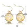 Dangle & Chandelier Fashion Unique Design Resin Stone Dangle Earring For Women Girls Colorf Shell Paper Sequins Round Gold Plating Ho Dhoel