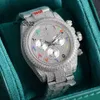 Relógio de luxo Rlx Designer Top Mens Watch 7750 Movimento Iced Mens Timing Watch 904 Precision Steel Sapphire Glass Band Box Alta Qualidade Moda Mens Diamond Watch