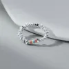 Halkalar Modian 925 STERLING Gümüş Geometrik Gökkuşağı Kristal Ayarlanabilir Parmak Yüzükler Moda Kadın Mücevherleri İçin İstiflenebilir Yaz Yüzüğü