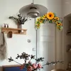 Guirlande d'arc suspendu de tournesol artificiel, fleurs décoratives, feuilles jaunes et vertes pour décoration murale de mariage, 22.8 pouces