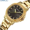 Crrju relógio feminino marca de luxo moda casual senhoras relógio ouro quartzo simples relogio feminino reloj mujer montre femme223y