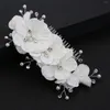 Fermagli per capelli Pettini per fiori di seta bianchi Copricapo di perle Accessori da sposa Fasce floreali Fasce per capelli da fata Gioielli da sposa per sposa