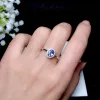 Rings 100% natural Tanzanite gemstone ring 925 sterling silver, fashionable female wedding engagement oval cut 6 x 4 mm