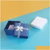 Otra caja de cartón de papel de lujo hecha a mano para joyería de anillo pequeño 464630 mm Color azul Regalo encantador con gota de cinta dulce Deliv Dhgarden Dh7Qe