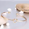 Braccialetti 10 pz/lotto Semplice Nodo D'amore Bracciale Gioielli Femme Oro Argento Colore Regolabile Braccialetti A Polsino Aperto Per Le Donne All'ingrosso A Buon Mercato