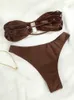 Costumi da bagno donna Costume da bagno solido costume da bagno donna bikini a fascia 2024 Biquinis costume da bagno donna bikini a vita alta set costume da spiaggia bikini sexy J240221