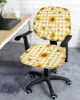 Chair Covers Rustic Sunflower Flower Yellow Plaid Elastic Armchair Computer Cover Removable Office Slipcover Split Seat