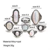 Bagues de cluster Nouvelle arrivée Big Vintage Opal 8 pcs Knuckle Ring Set pour femmes Sliver couleur motif géométrique style bohème F Dhgarden Dhfqj