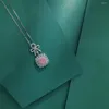 Chains CN2024 Fine Jewelry Solid 18K Gold Nature 0.330ct Pink And Blue Diamonds Pendants Necklaces For Women Birthday's Presents