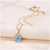 Pendentif Colliers Sweet Chaîne en acier inoxydable Classique Collier de pierre bleue pour femmes Lady Vintage Bijoux Daily Party Accessoires Cadeaux OTRSQ