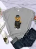 T-shirt das mulheres Hip Hop Rap Trend Teddy Bear Camiseta Mulheres Rua Vintage Harajuku Camiseta O-pescoço Casual Manga Curta Esporte Hip Hop Tee Roupas T240221