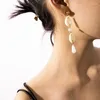 Висячие серьги, корейское простое длинное ожерелье с подвеской в форме ракушки, 2024, жемчужные аксессуары для женщин, добавляют очарования, изысканное Aretes De Mujer