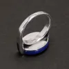 Rings Real Pure 925 Sterling Silver Turkish Ring for Men and Women Prong Setting Black Agate Lapis Lazuli Malachite Jewelry