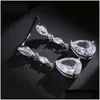 Stud más nuevo Sier plateado Cubic Zirconia Forma de gota de agua Pendiente de gota para mujeres Elegante Regalo de cobre Novias Damas de honor Gota D Dhgarden Dhjgn