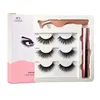 False Eyelashes 3 Pairs Magnetic Eyelashes False Lashes Addliquid Eyeliner Addtweezer Eye Makeup Set 3D Magnet Natural Reusable No Glu Dh4Kl