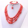 Dudo Set di gioielli con collana di perline di corallo nigeriano Set di gioielli africani 2023 Set di collane con orecchini e bracciali