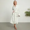 Vêtements de nuit pour femmes Femmes Kimono Peignoir Floral Imprimer Chaud À Manches Longues Spa Robe De Nuit Avec Ceinture Pour Pyjama Doux Tenue Automne Hiver