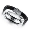 Bracelets XQNI Vintage Leather Wrap Bracelet For Man Fashion Handmade Knitted Bangle Black Color Full Steel Cross Men Jewelry