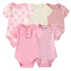 Born Bodysuits Usisex 5pieces طفلة طفلة صلبة بلون فتى فتى مجموعة كرتون طباعة الصيف BEBES 240220