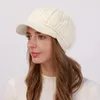 Baretten Hoge Kwaliteit Wol Dames Winter Warm Slouchy Kabel Gebreide Muts Schedel Baret Hoed Met Vizier Outdoor Dikker Dame Bonnet Gorros