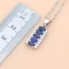 Bracelet Earrings Necklace Sets Silver 925 Bridal Jewelry Sets Blue Sapphire White CZ Docoration for Women Party Earrings Pendant Rings Bracelet Necklace Set