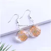 Dangle & Chandelier Sell Dried Flower Glass Pendant Sier Plating Hook Dangle Earring For Women Unique Design 10 Color Drop Dhgarden Dhubn