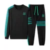 Men's Tracksuits 2023 Autumn/Winter Three Bar NY Casual Sports Set Two Piece Men's Fashion Edition Youth Round Neck Sweater SetL24